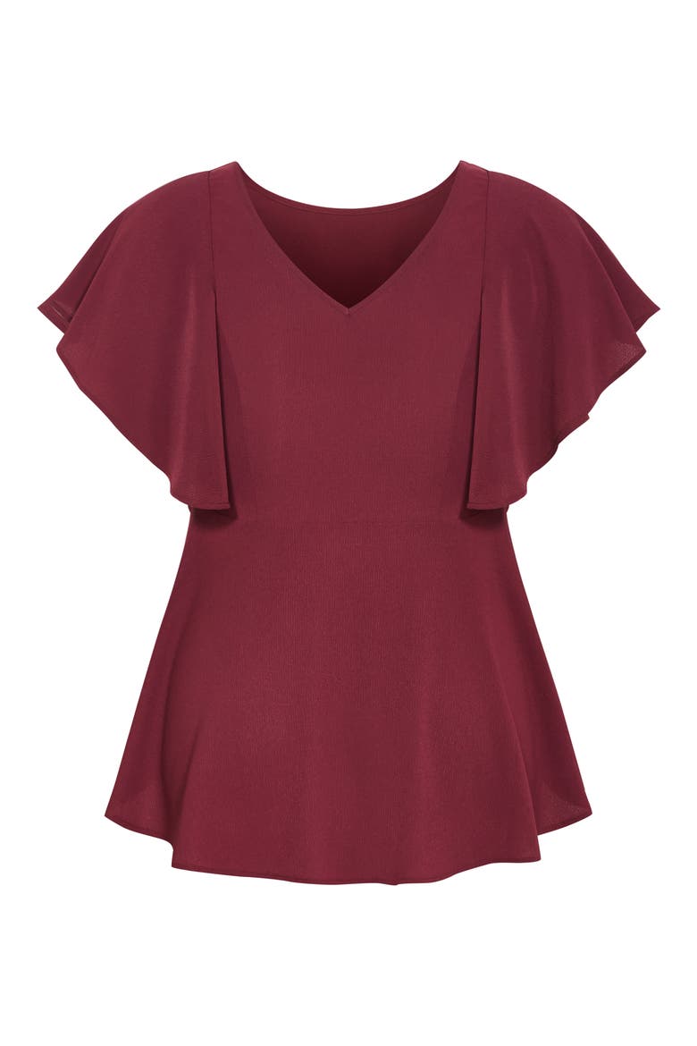 Romantic Mood Flutter Sleeve Peplum Top, Alternate, color, BERRY