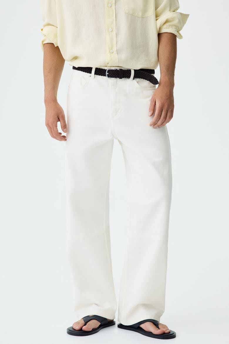 Relaxed-fit Cotton Pants, Alternate, color, White
