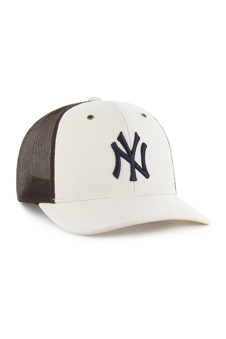 Men's Carhartt x '47 Natural/Brown New York Yankees Undyed Trucker Adjustable Hat, Alternate, color, Natural