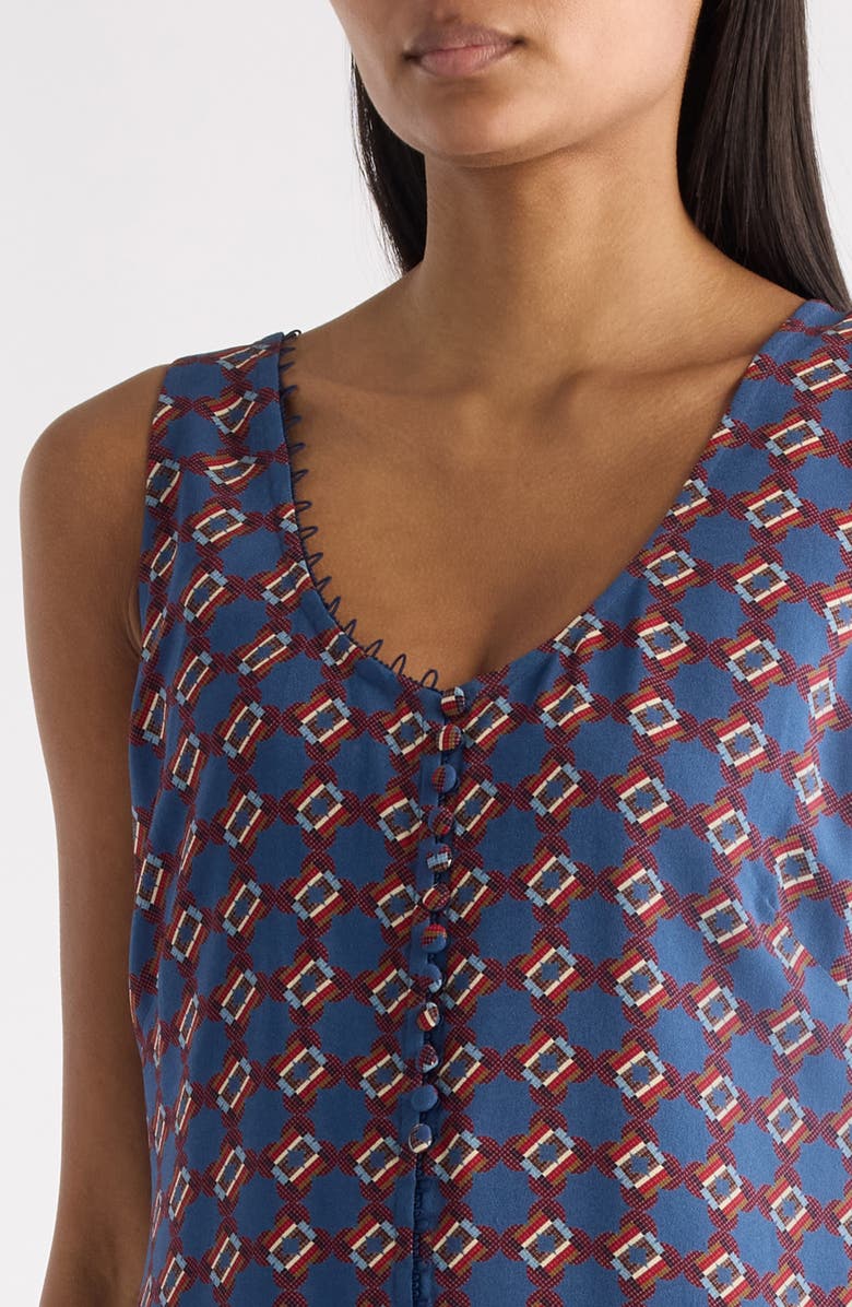 Dries Van Noten Dommy Tie Print Crepe Midi Dress, Alternate, color, Blue