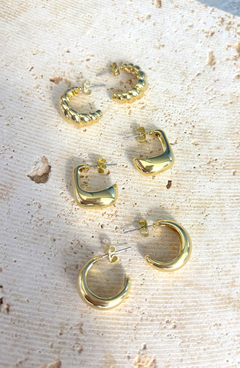 Adornia 14K Gold Plated Hoop Earrings Set, Alternate, color, Gold