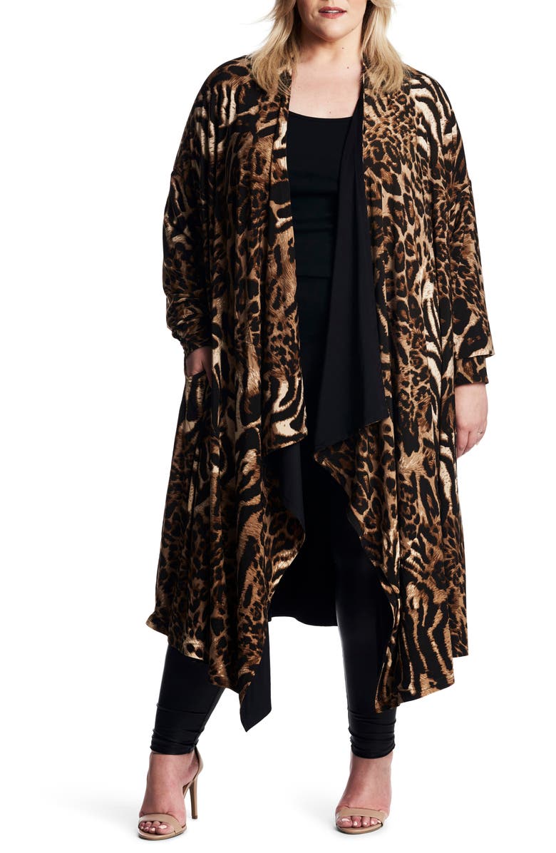 Coldesina Leopard Print Reversible Open Front Jacket, Alternate, color, 