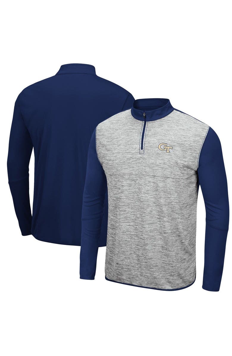 COLOSSEUM Men's Colosseum Gray/Navy Georgia Tech Yellow Jackets Prospect Space-Dye Quarter-Zip Jacket, Main, color, Gray