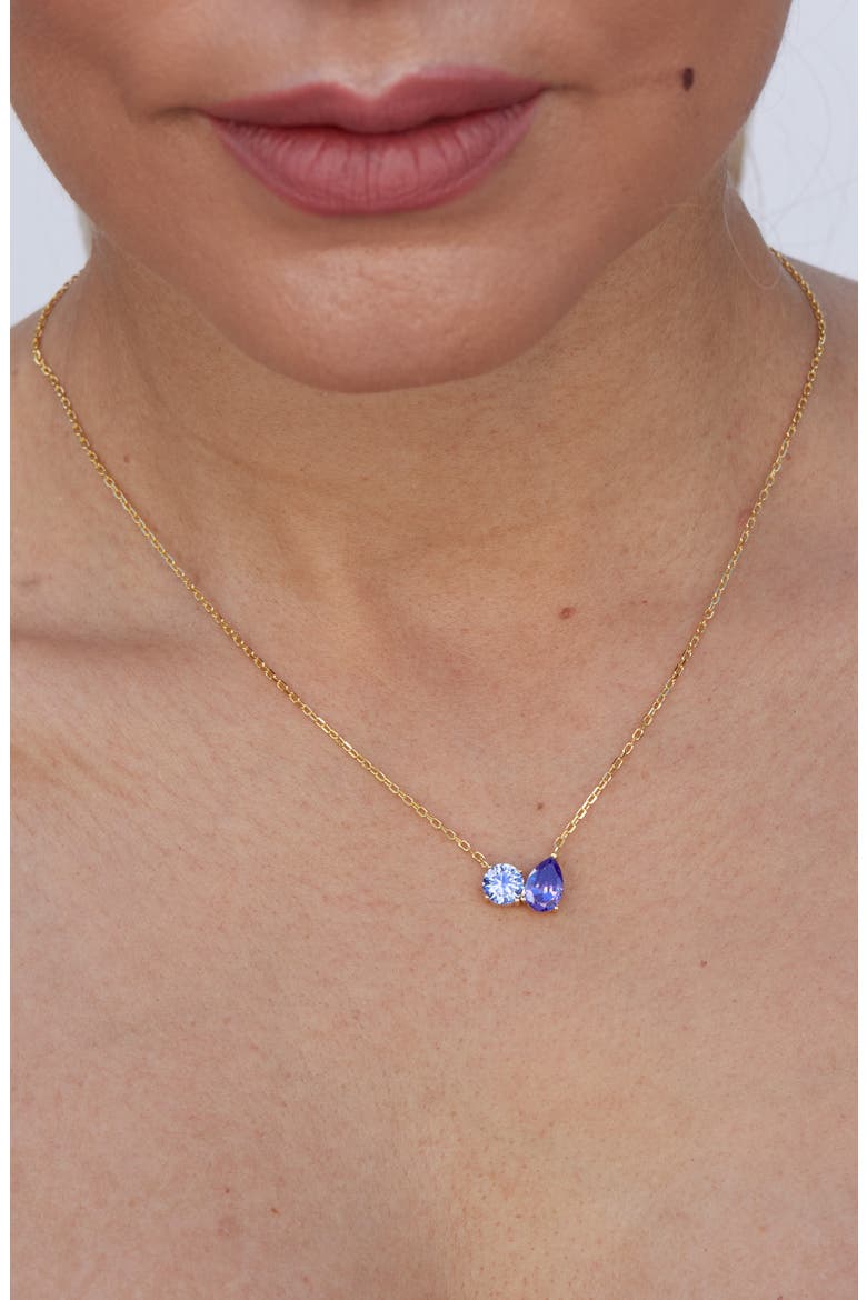 Cubic Zirconia Toi et Moi Pendant Necklace, Alternate, color, BLUE