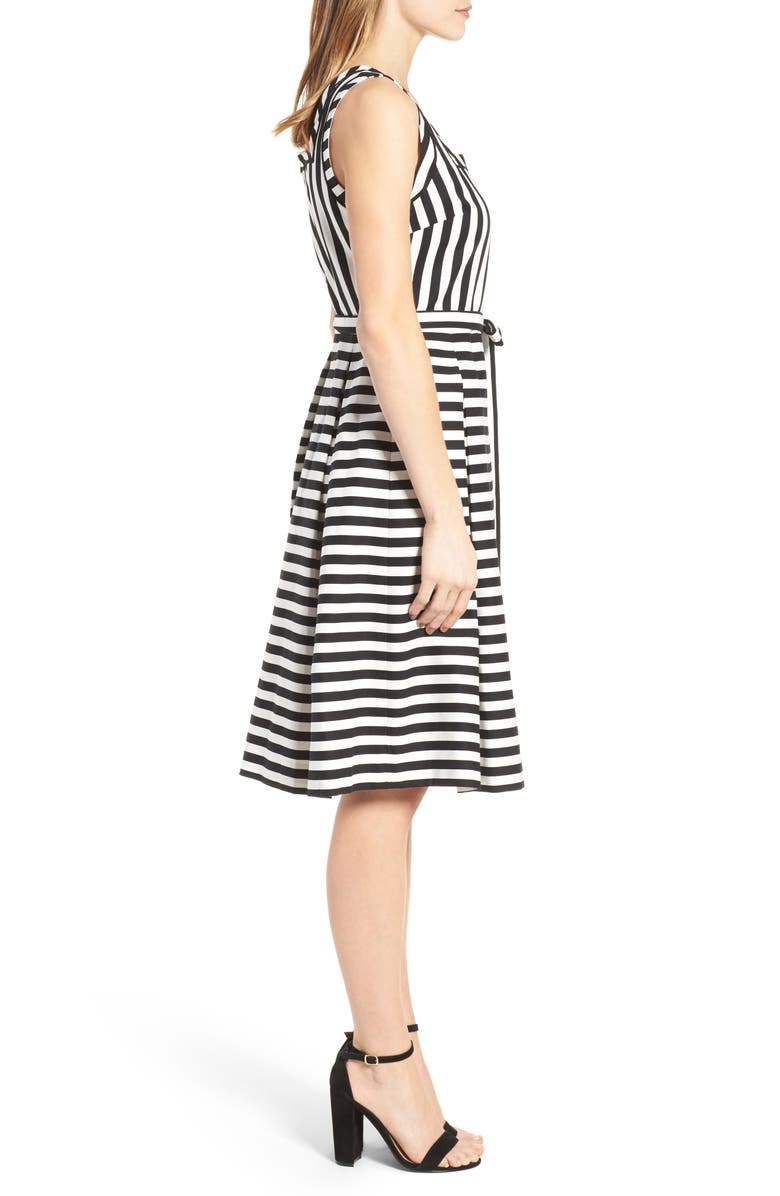 ZDNU ANNE KLEIN NEW YORK Anne Klein Stripe Fit & Flare Dress, Alternate, color, 