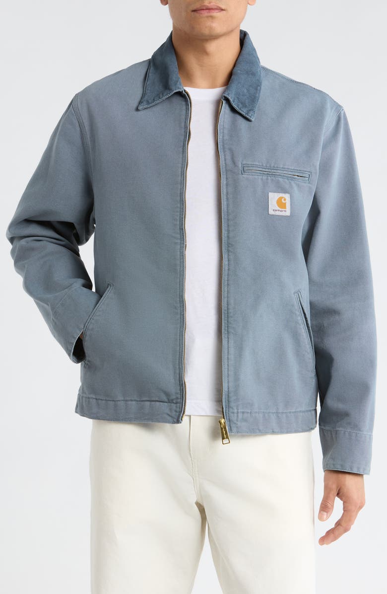 Carhartt Work In Progress Detroit Organic Cotton Canvas Jacket, Main, color, Cozy Blue / Cozy