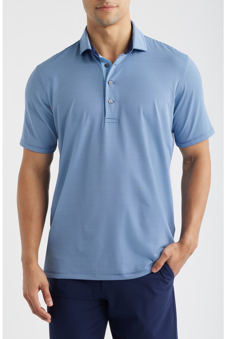 Saranac Stripe Performance Golf Polo, Main, color, FALCON / WOLF BLUE
