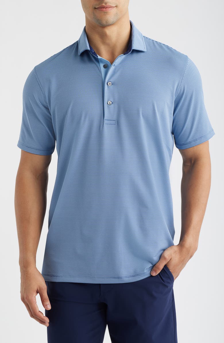 Greyson Saranac Stripe Performance Golf Polo, Main, color, Falcon / Wolf Blue