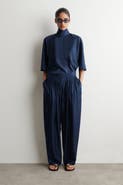 COS Draped Pleated Silk Straight-leg Pants