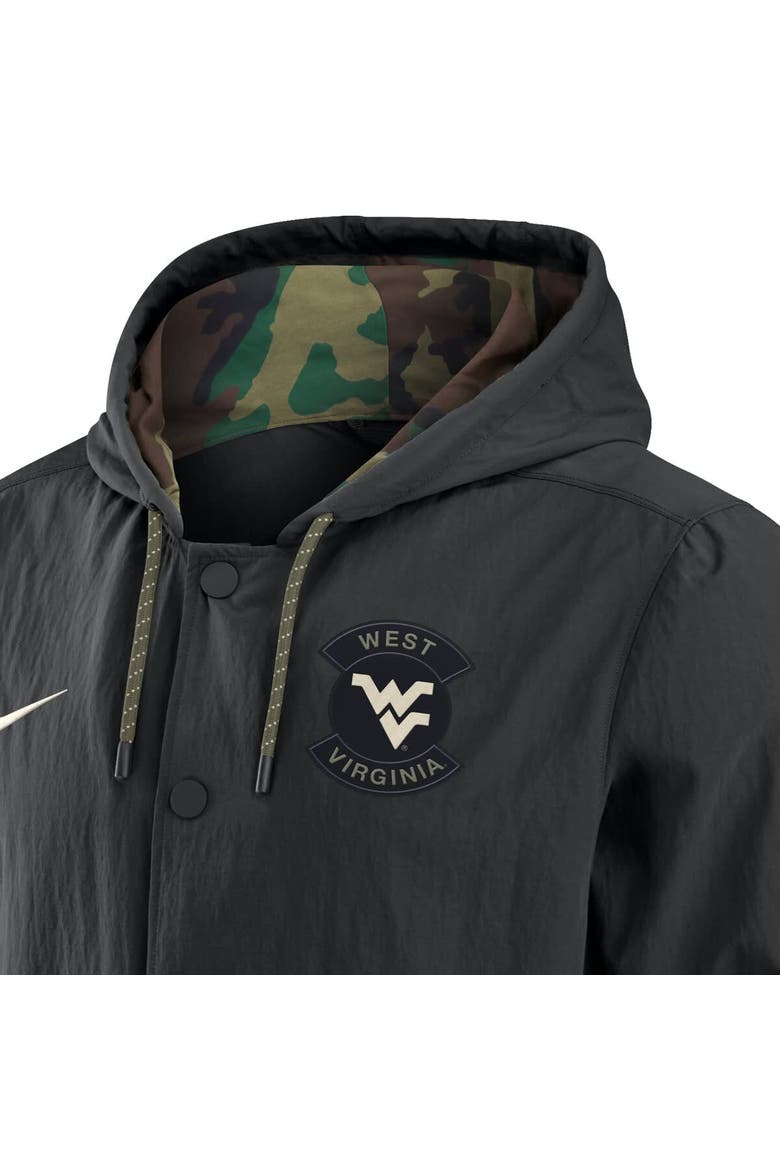 Men's Nike Black West Virginia Mountaineers 2025 NCAA Military Appreciation Full-Snap Jacket, Alternate, color, Black