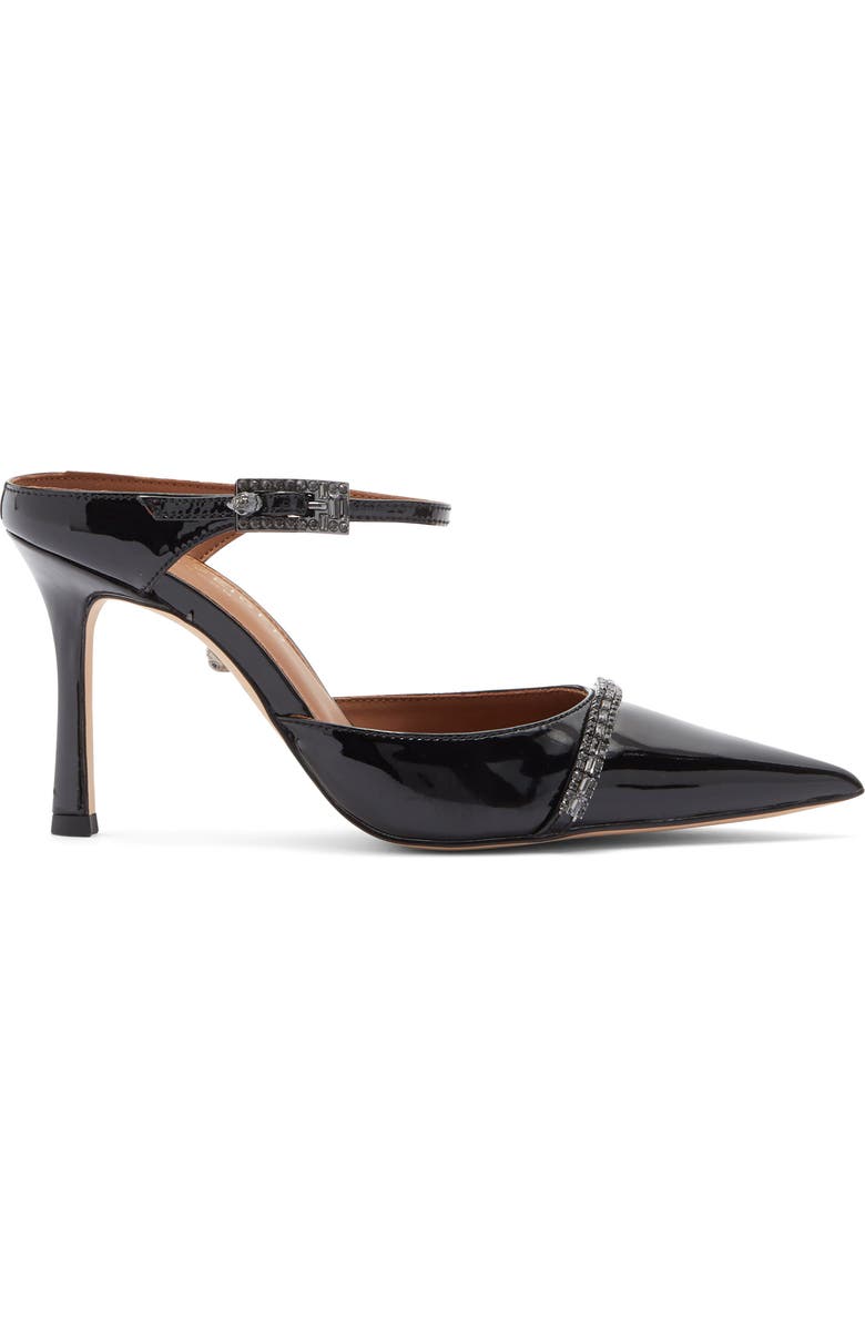 Kurt Geiger London Embellished Pointed Toe Ankle Strap Pump, Alternate, color, Black