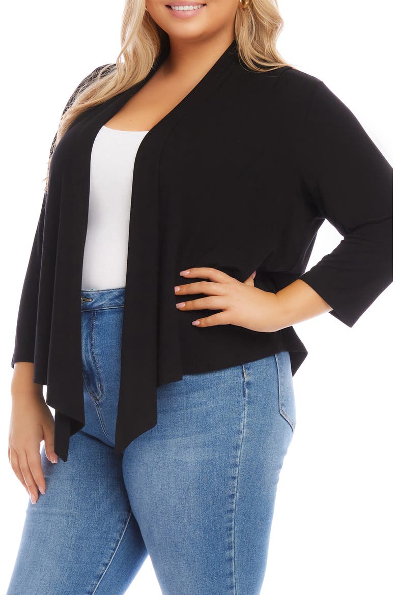 Calli Draped Open Front Cardigan, Alternate, color, BLACK