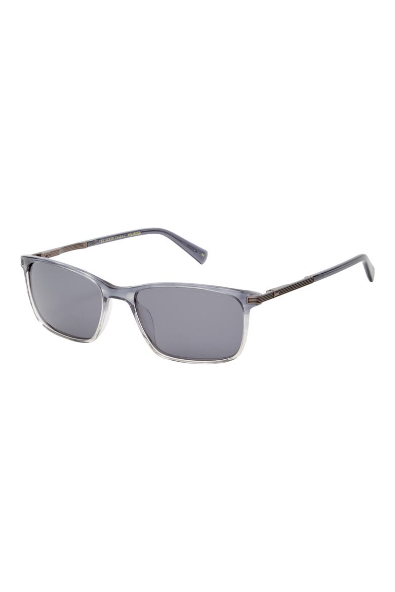 57mm Polarized Rectangle Sunglasses, Alternate, color, SLATE