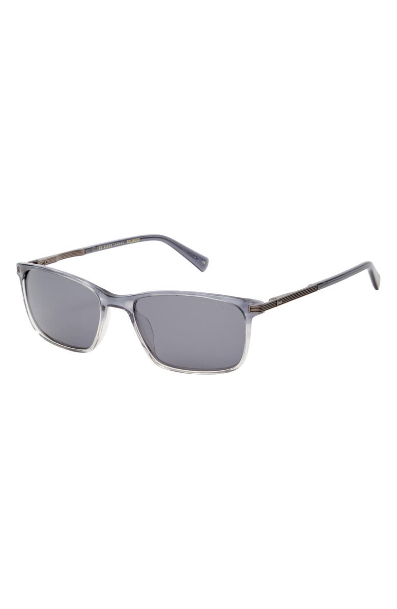 Ted Baker London 57mm Polarized Rectangle Sunglasses, Alternate, color, Slate