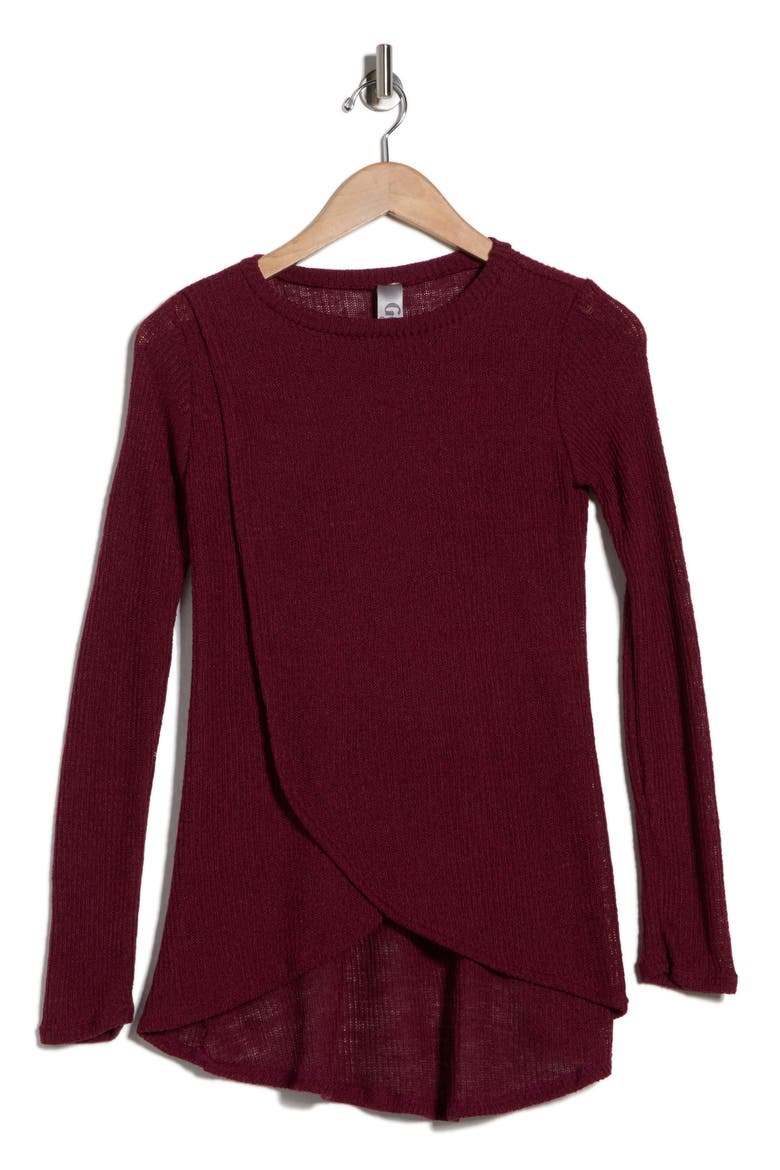 Long Sleeve Cross Hem Top, Alternate, color, CHILI OIL