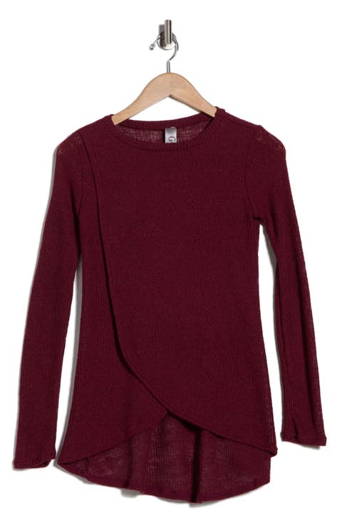 Long Sleeve Cross Hem Top