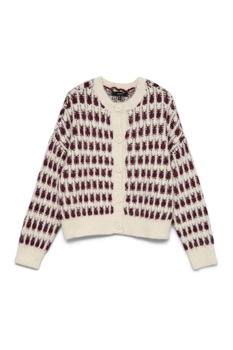 Lisa Button Front Cardigan, Main, color, BIRCH DETAIL WITH WINE