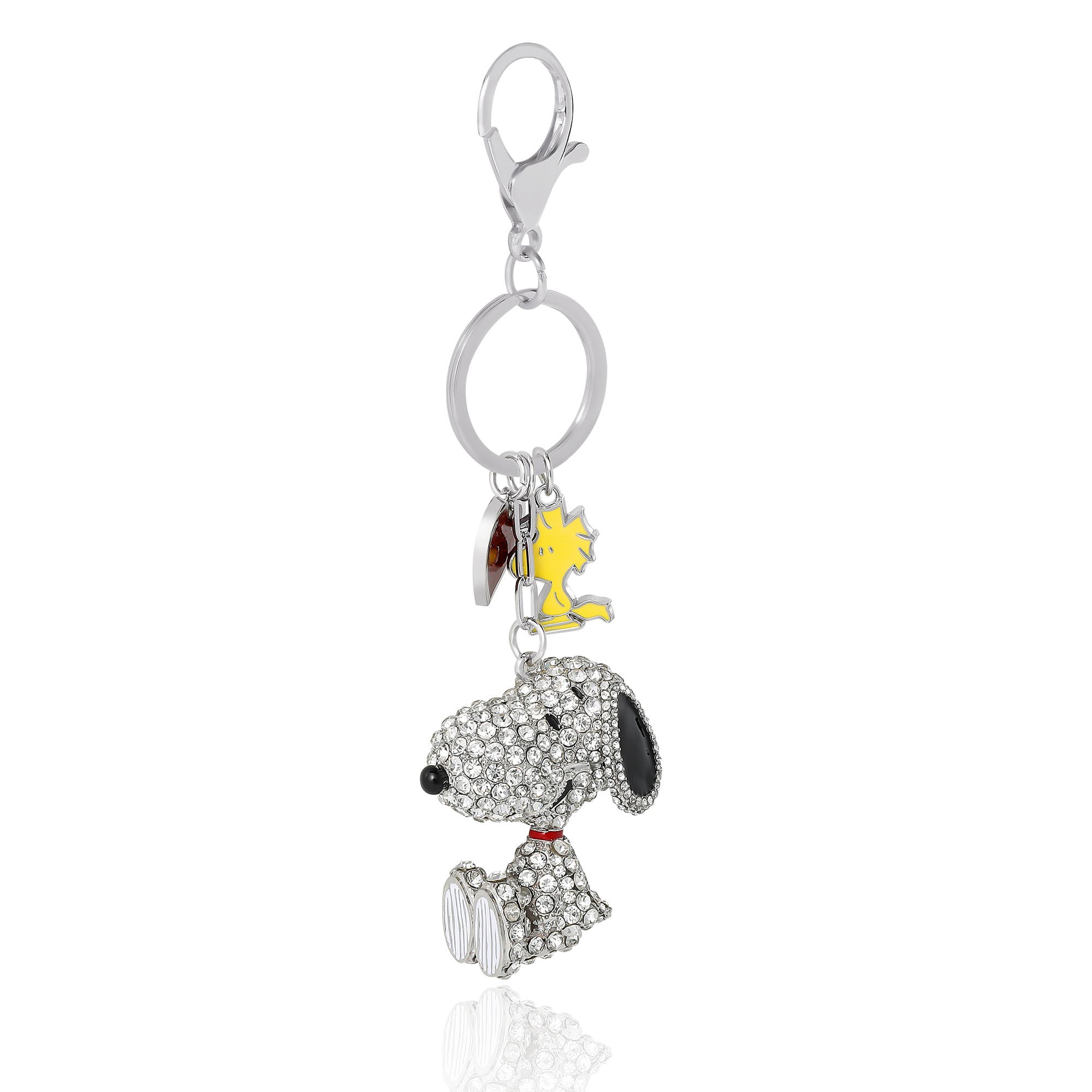 PEANUTS Snoopy Crystal Cluster Pavé Bag Charm Keychain, Main, color, Clear Crystal