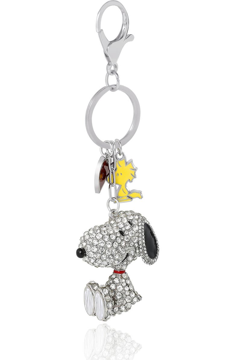 PEANUTS Snoopy Crystal Cluster Pavé Bag Charm Keychain, Main, color, Clear Crystal