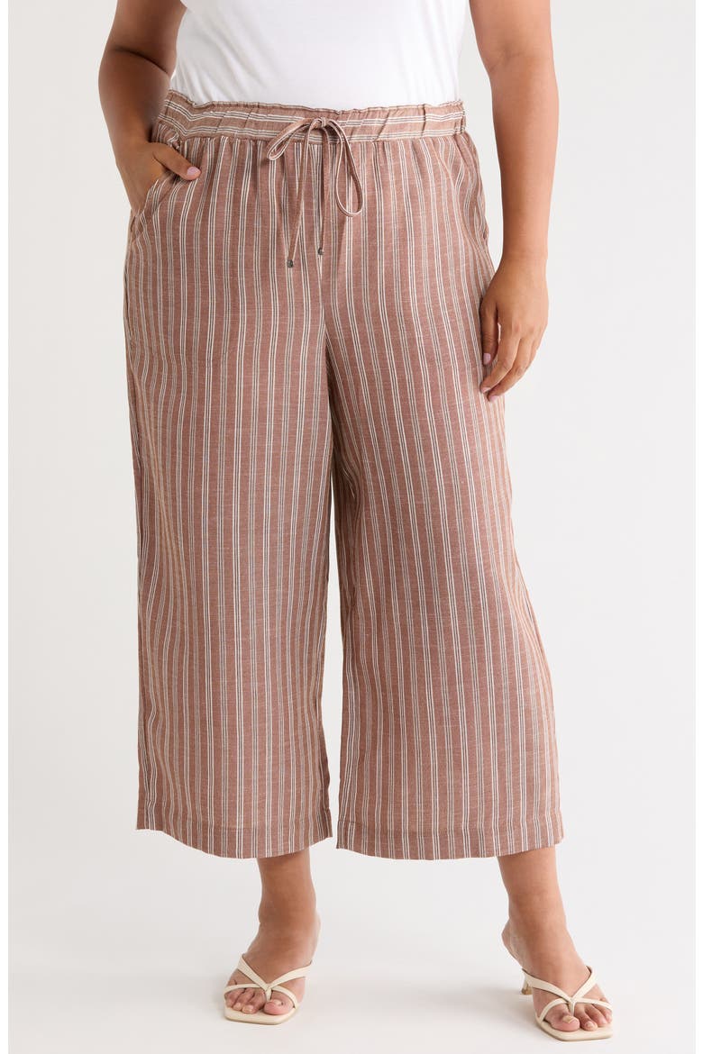 Dropped Drawstring Pants, Main, color, MOCHA STRIPE