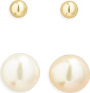 ARGENTO VIVO Set of 2 Ball & Faux Pearl Stud Earrings