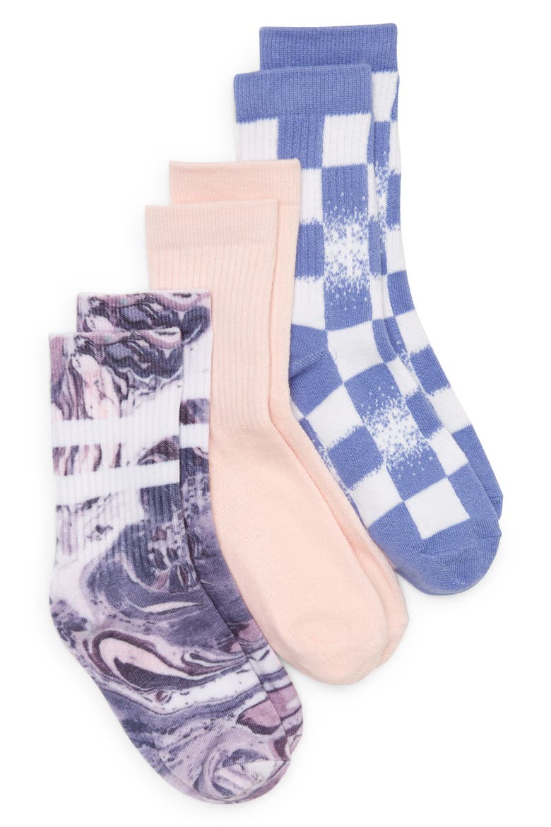 Kids' Assorted 3-Pack Crew Socks, Main, color, MARBLE CHECK PACK