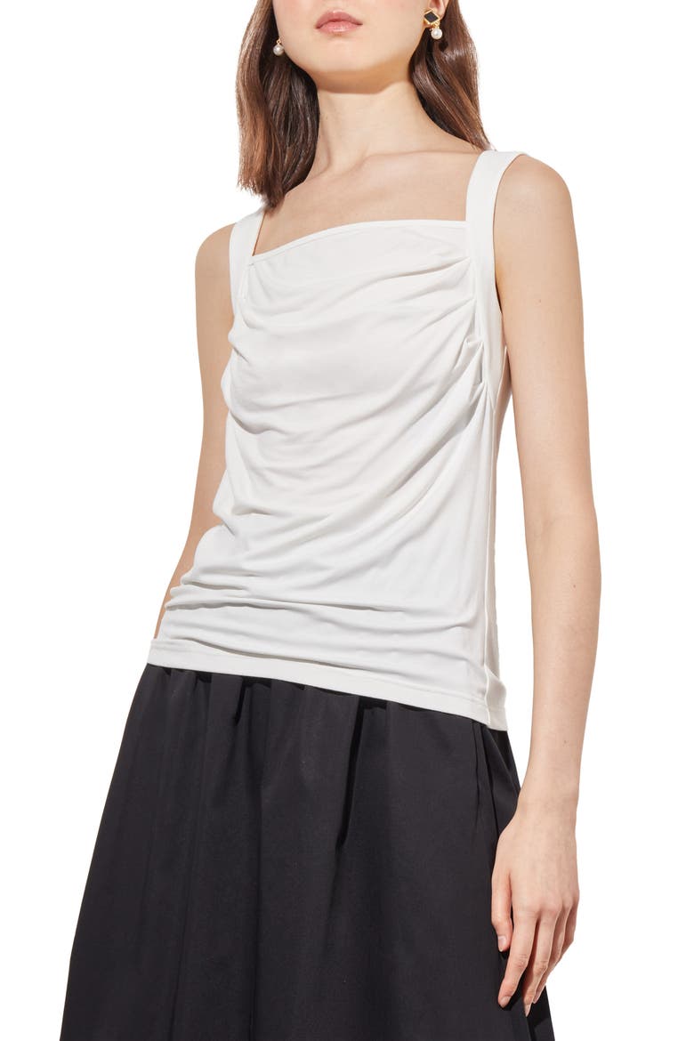 Front Drape Sleeveless Top, Main, color, WHITE