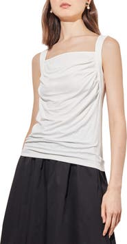 Ming Wang Front Drape Sleeveless Top