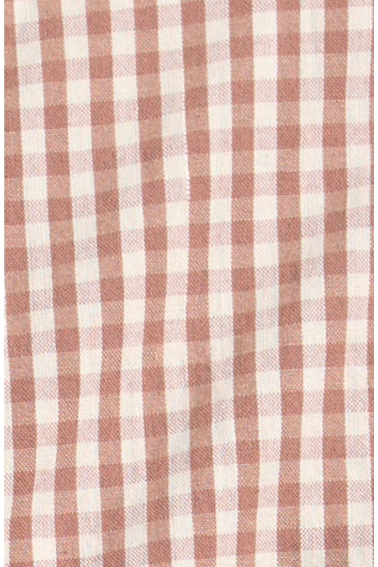 Gingham Check Long Sleeve Organic Cotton Bodysuit, Alternate, color, THISTLE