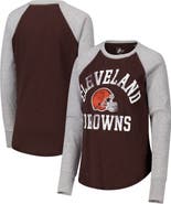 G-III 4HER BY CARL BANKS Women's G-III 4Her by Carl Banks Brown/Heather Gray Cleveland Browns Waffle Knit Raglan Long Sleeve T-Shirt