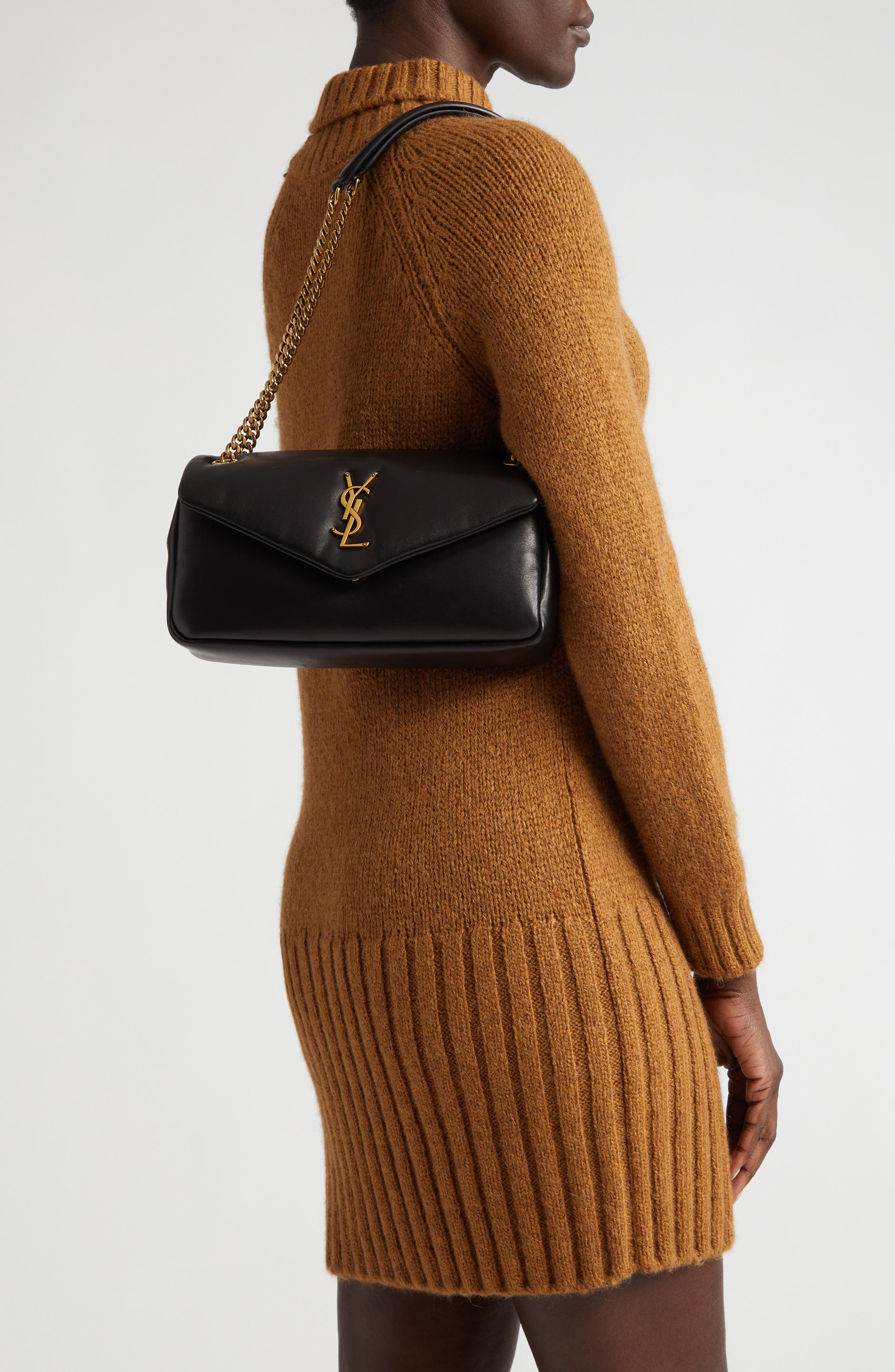 Saint Laurent Calypso Lambskin Leather Shoulder Bag, Alternate, color, 