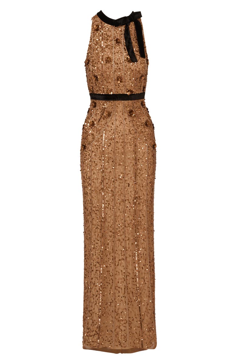 Adrianna Papell Beaded Column Gown, Alternate, color,