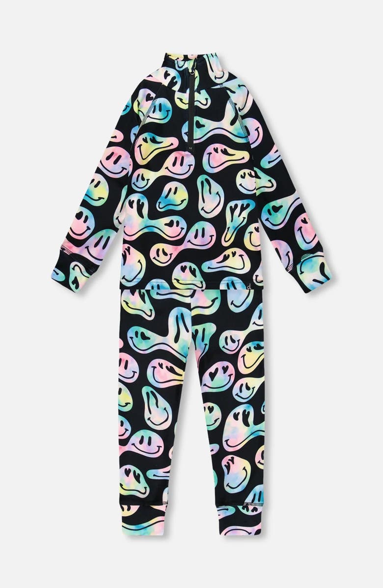 Deux par Deux Girl Two-Piece Thermal Underwear Set, Main, color, Smiley Face Girl