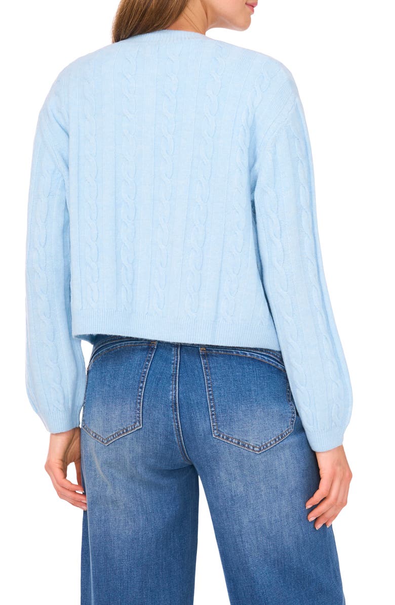 Vince Camuto Crop Cable Cardigan, Alternate, color, Eggshell Blue