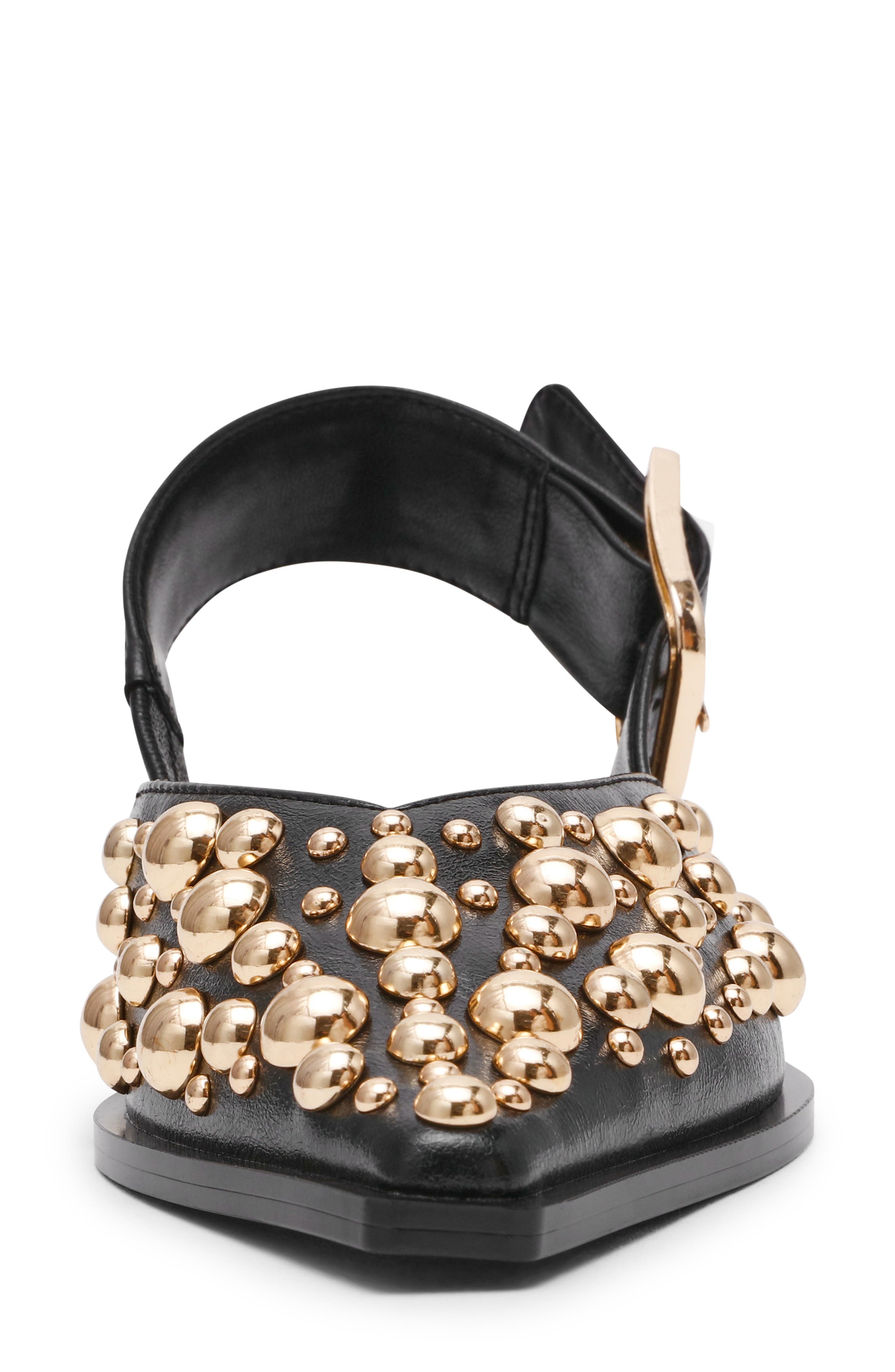 Steve Madden Shay Pointed Toe Slingback Flat, Alternate, color, Black Studded