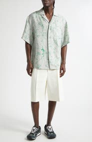 Bottega Veneta Doodle Print Twill Short Sleeve Button-Up Shirt