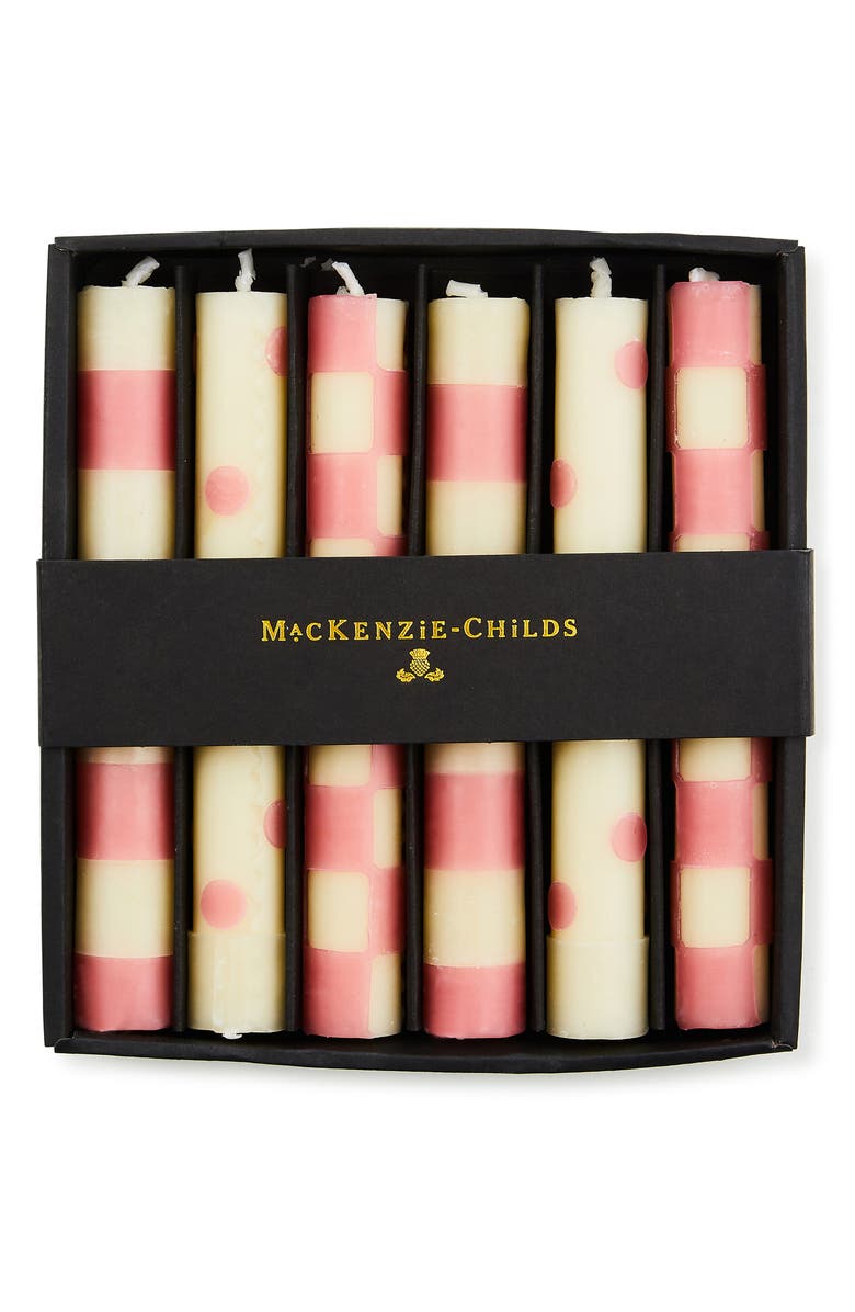 MACKENZIE CHILDS Set of 6 Pink Dinner Candles, Alternate, color, Pink