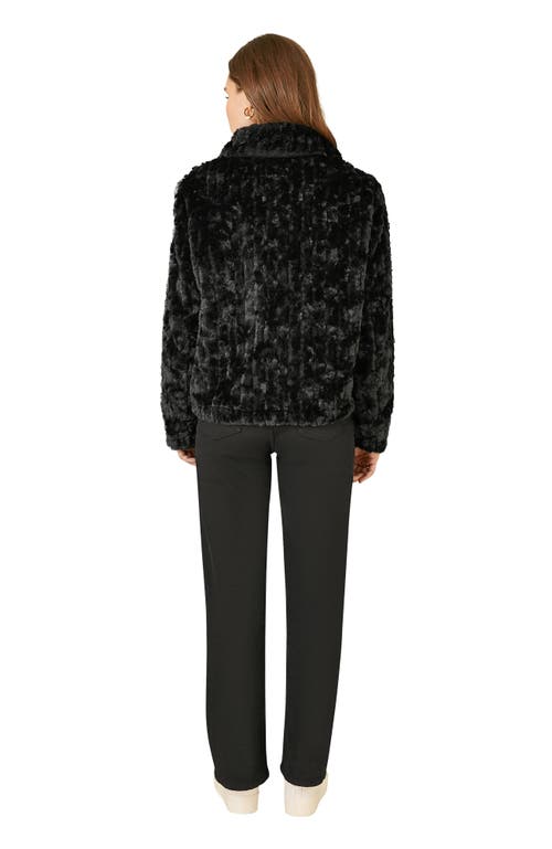 Yumi Textured Faux Fur Jacket In Black