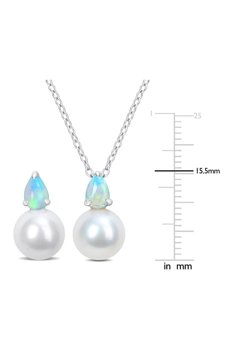 Opal & Freshwater Pearl Stud Earrings & Pendant Necklace Set, Alternate, color, BLUE