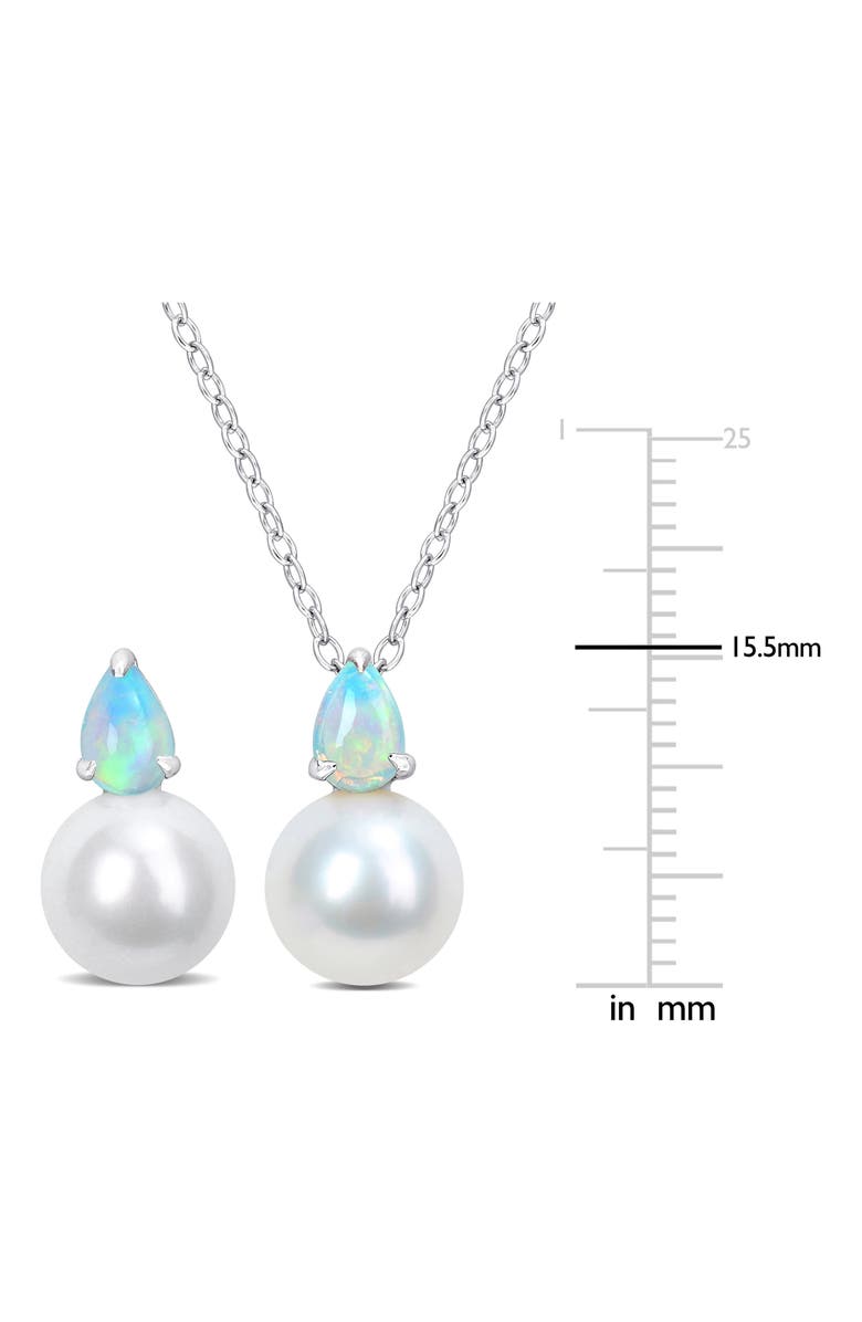 DELMAR Opal & Freshwater Pearl Stud Earrings & Pendant Necklace Set, Alternate, color, Blue