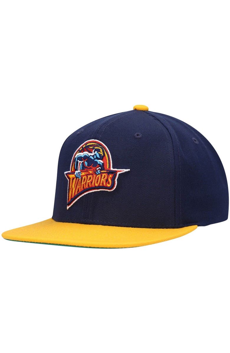 Mitchell & Ness Men's Mitchell & Ness Navy/Gold Golden State Warriors Hardwood Classics Team Two-Tone 2.0 Snapback Hat, Main, color, Navy