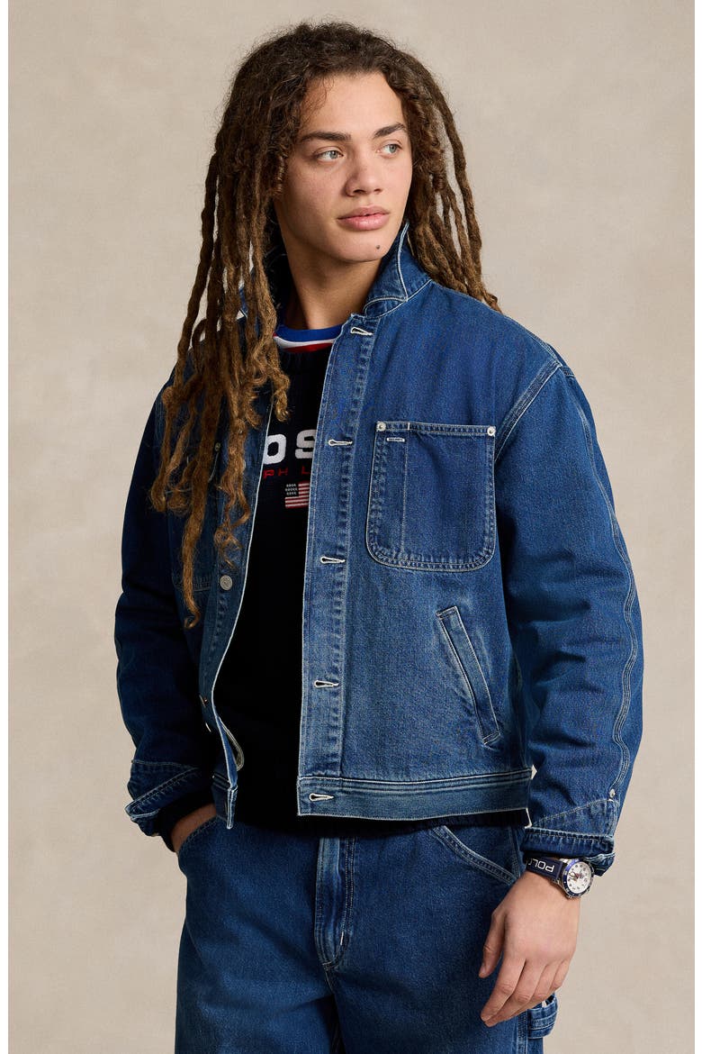 Graphic Logo Denim Jacket, Alternate, color, EDGEMERE