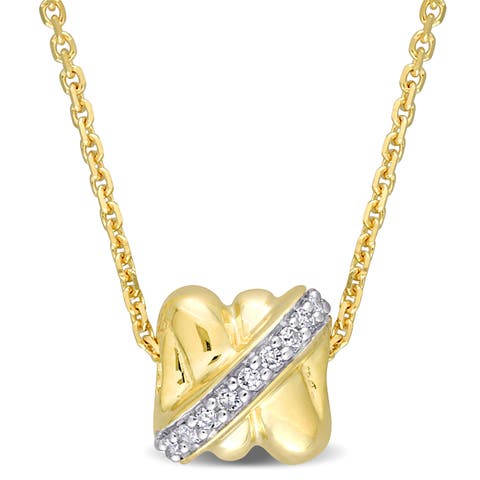 Diamond Crossover Design Necklace 14k