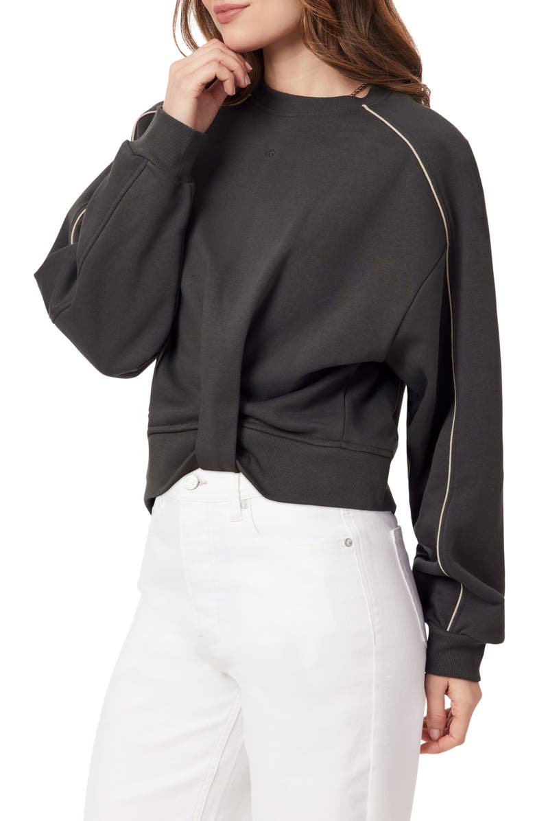 Scotch & Soda Piped Crewneck Sweatshirt, Alternate, color, Black Sand