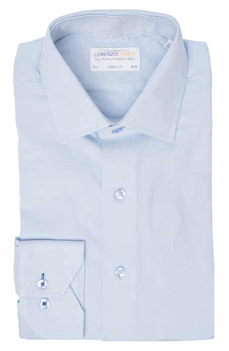 Solid Textured Trim Fit Dress Shirt