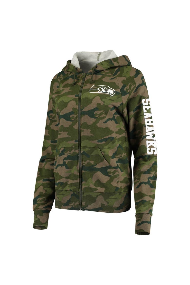 Women's New Era Camo Seattle Seahawks Raglan Full-Zip Hoodie, Alternate, color, Camo