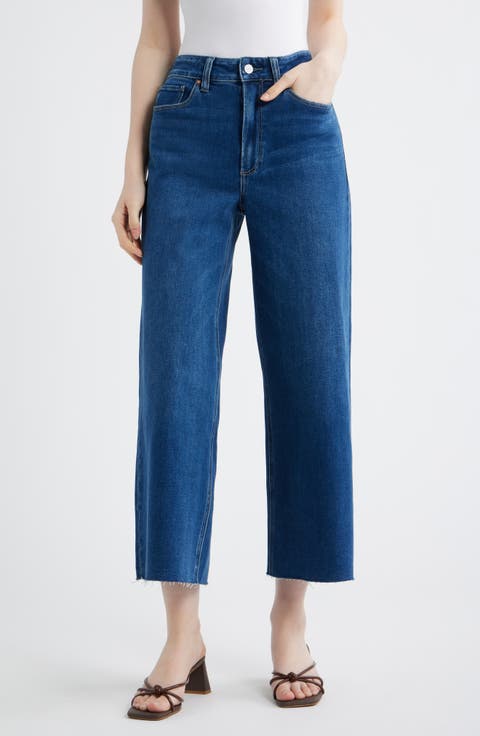 Anessa High Waist Raw Hem Wide Leg Jeans (Venetian Breeze)