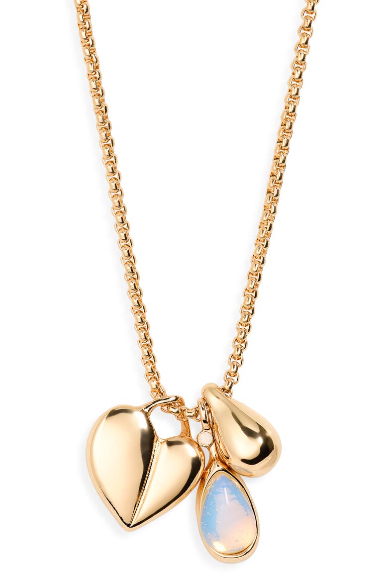 Charm Cluster Necklace, Main, color, WHITE- GOLD