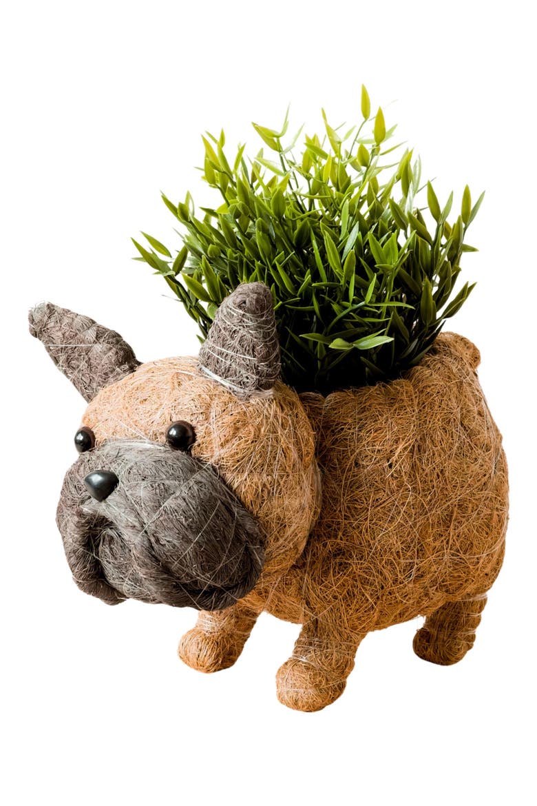 French Bulldog Handwoven Planter, Main, color, BROWN / BLACK