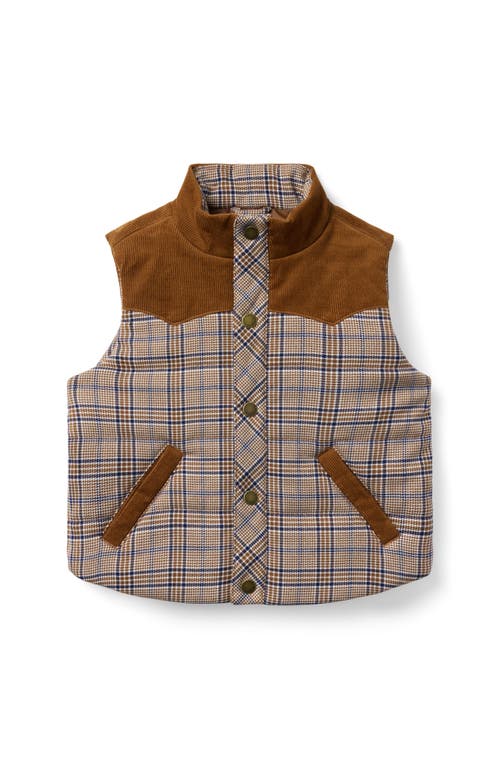 Janie And Jack The Western Plaid Vest In Brown